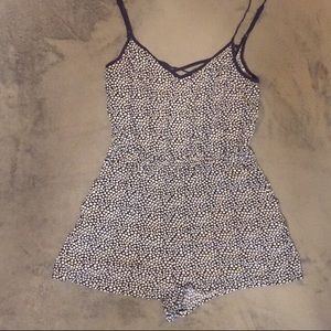 H&M blue and white floral print romper